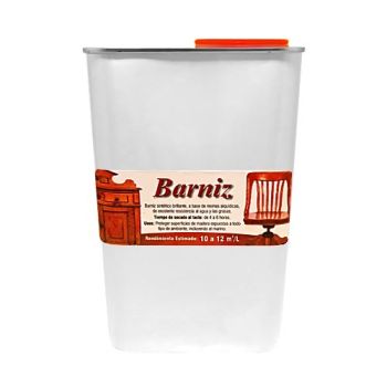 Barniz sintetico de 1.1Lt, para madera, vista frontal.