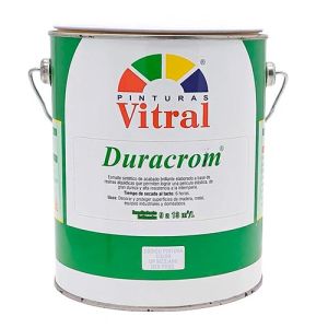 Envase metalico de esmalte sintetico Duracrom, de VITRAL, de 4.4L, nuevo, para todo tipo de superficies. islagrande.com